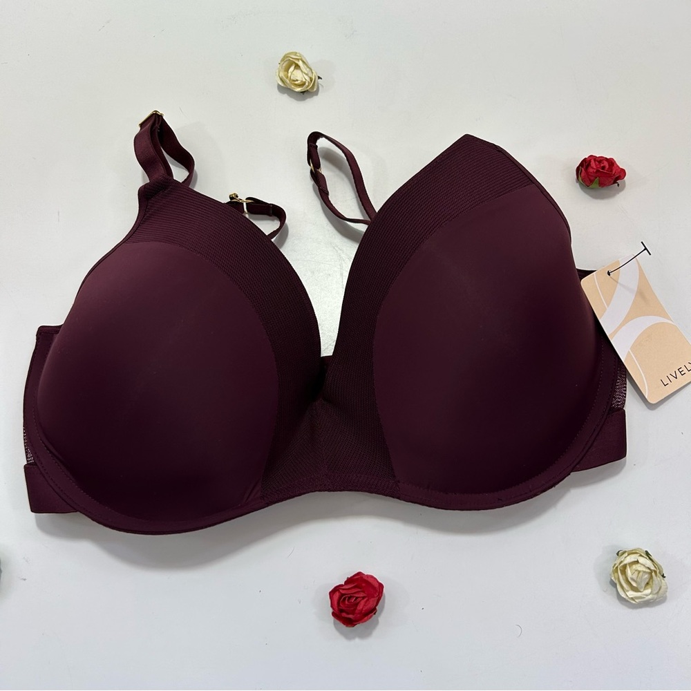 Lively Mesh Trim Wireless Plum Demi Bra 36DDD NWT